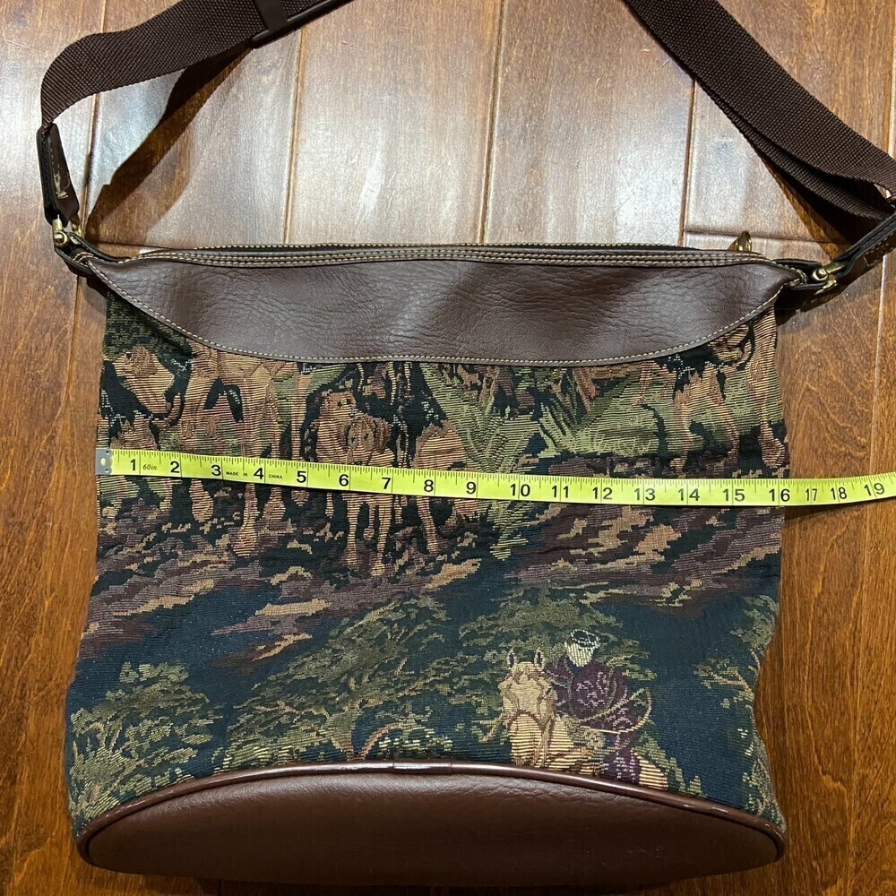 Capezio Collection VTG Fox Hunt Brown Leather Tapestry Travel Luggage Set - Picture 14 of 16